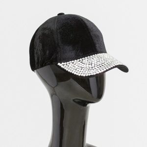 Velvet Rhinestone Embellished Cap
